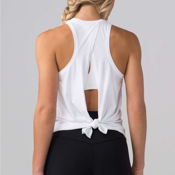 Lululemon All Tied Up Back Tie Tank Size 4 White - Picture 1 of 10